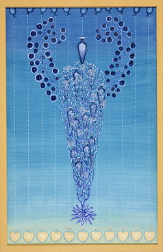 Scene of a fountain III, year: 1998, size: 206x131cm, material: paper cut, watercolours on paper, photographer: n/a 