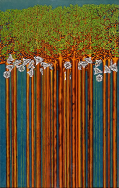 The will of the woods, year: 1999, size: 206x131cm, material: paper cut, watercolours on paper, photographer: n/a