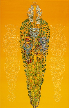 Figure, year: 2000, size: 206x131cm, material: paper cut, watercolours on paper, photographer: n/a